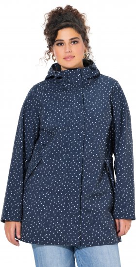 Ulla Popken Raindrop Print Longline Waterproof Jacket Navy - Якета - 