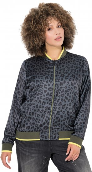 Ulla Popken Reversible Leopard Print College Collar Jacket Olive Grey - Якета - 