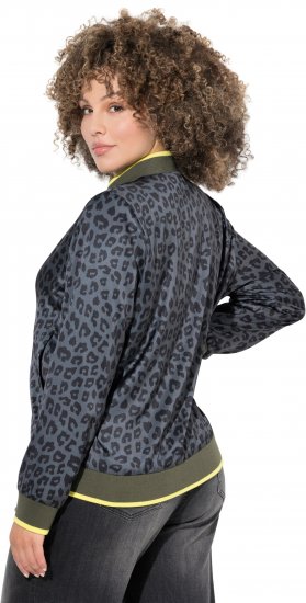 Ulla Popken Reversible Leopard Print College Collar Jacket Olive Grey - Якета - 