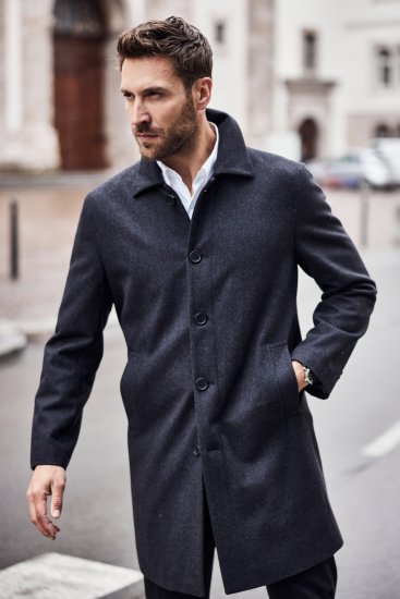 JP1880 Coat Wool Blend Water Repellent Dark Grey - Якета - мъжки якета големи размери
