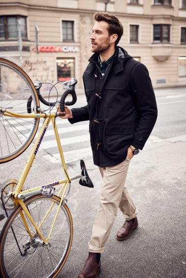JP1880 Dufflecoat Water-repellent Black - Якета - мъжки якета големи размери