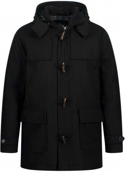 JP1880 Dufflecoat Water-repellent Black - Якета - мъжки якета големи размери