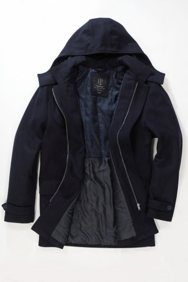 JP1880 Duffle Coat Water Repellent with Detachable Hood Navy - Якета - мъжки якета големи размери