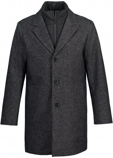 JP1880 Coat Wool Blend Quilted Insert Black - Якета - мъжки якета големи размери
