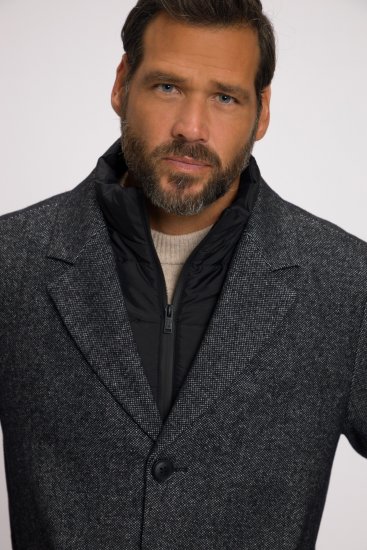 JP1880 Coat Wool Blend Quilted Insert Black - Якета - мъжки якета големи размери