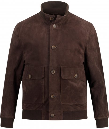 JP1880 Leather Jacket Goat Suede Espresso Brown - Якета - мъжки якета големи размери