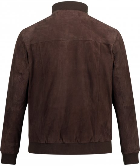 JP1880 Leather Jacket Goat Suede Espresso Brown - Якета - мъжки якета големи размери