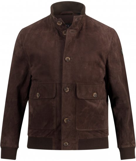 JP1880 Leather Jacket Goat Suede Espresso Brown - Якета - мъжки якета големи размери