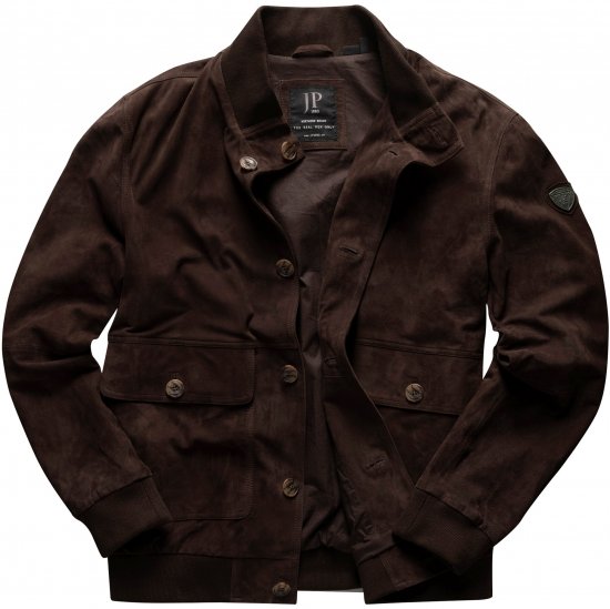 JP1880 Leather Jacket Goat Suede Espresso Brown - Якета - мъжки якета големи размери