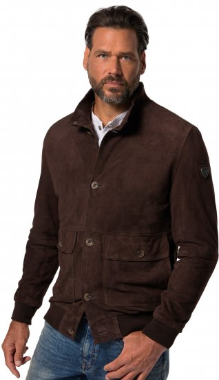 JP1880 Leather Jacket Goat Suede Espresso Brown - Якета - мъжки якета големи размери