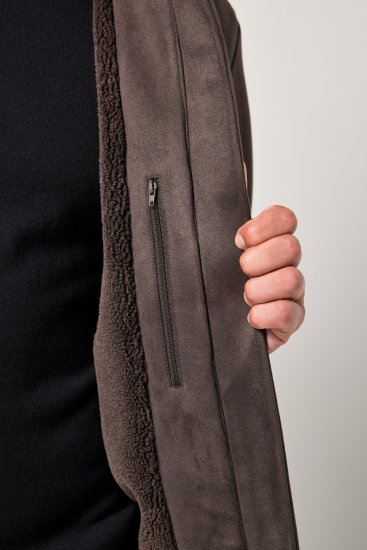 JP1880 Bomber Jacket Faux Leather Dark Brown - Якета - мъжки якета големи размери