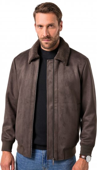 JP1880 Bomber Jacket Faux Leather Dark Brown - Якета - мъжки якета големи размери