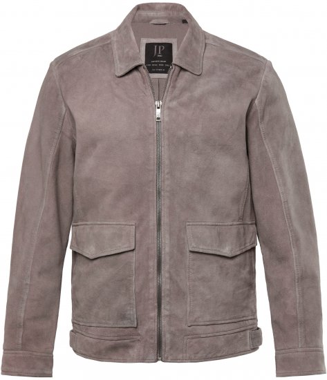 JP1880 Leather Jacket Lamskin Suede Grey - Якета - мъжки якета големи размери