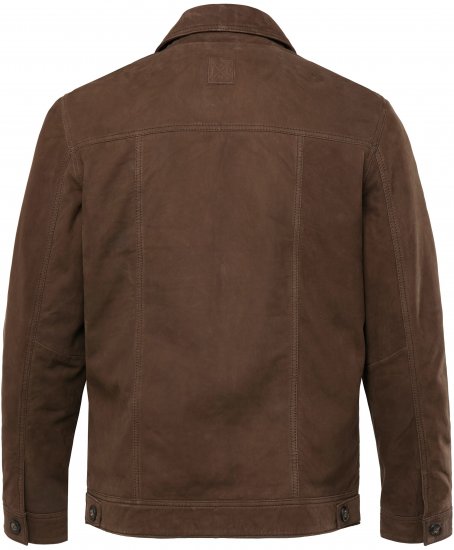 JP1880 Leather Jacket Nubuck Shirt Collar Brown - Якета - мъжки якета големи размери