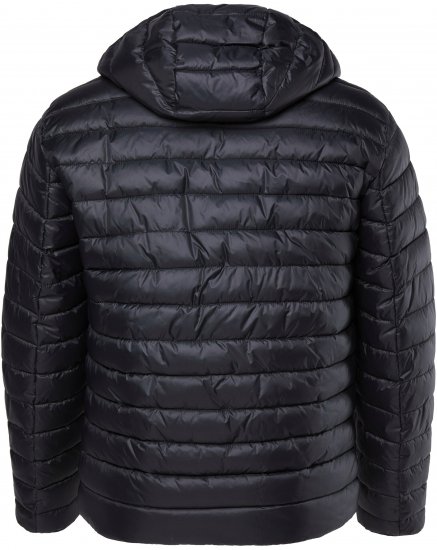 JAY-PI Lightly Quilted Jacket with a Hoodie Black - Якета - мъжки якета големи размери