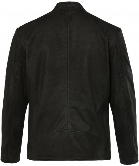 STHUGE Leather Biker Jacket Lamb Nappa Leather Black - Якета - мъжки якета големи размери