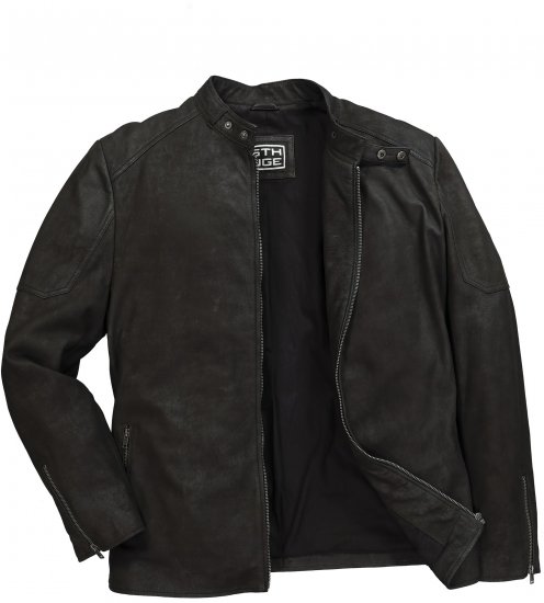 STHUGE Leather Biker Jacket Lamb Nappa Leather Black - Якета - мъжки якета големи размери