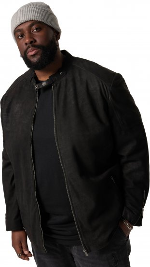 STHUGE Leather Biker Jacket Lamb Nappa Leather Black - Якета - мъжки якета големи размери