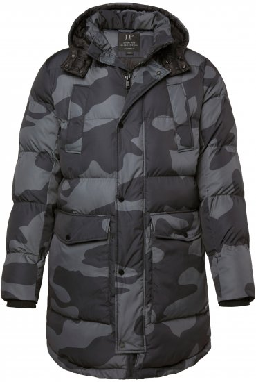 JP1880 Quilted Parka with Camouflage Drawstring Waist Black - Якета - мъжки якета големи размери