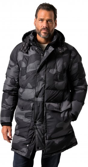 JP1880 Quilted Parka with Camouflage Drawstring Waist Black - Якета - мъжки якета големи размери