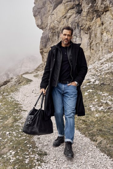 JP1880 Water-repellent Functional Coat with Wool Look Black - Якета - мъжки якета големи размери