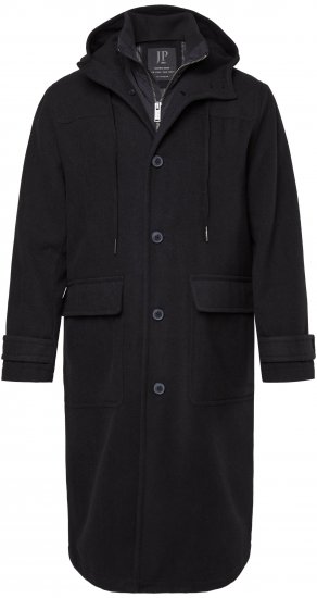 JP1880 Water-repellent Functional Coat with Wool Look Black - Якета - мъжки якета големи размери