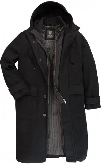 JP1880 Water-repellent Functional Coat with Wool Look Black - Якета - мъжки якета големи размери