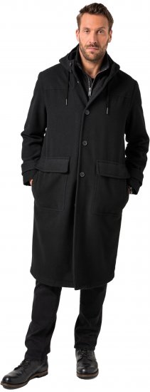 JP1880 Water-repellent Functional Coat with Wool Look Black - Якета - мъжки якета големи размери