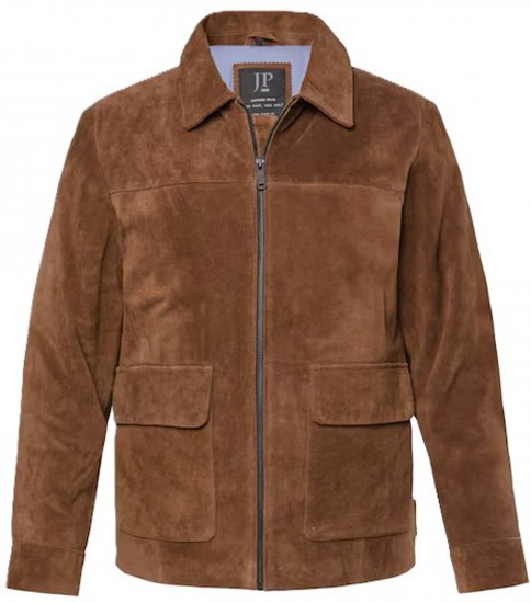 JP1880 Leather Jacket Genuine Cowhide Brown - Якета - мъжки якета големи размери