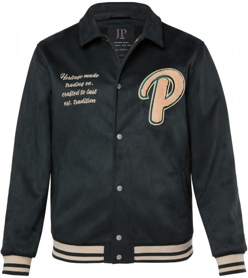 JP1880 Blouson Velour with Chest Embroidery Dark Green - Якета - мъжки якета големи размери