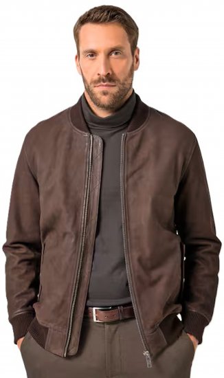 JP1880 Jacket Buffed Nubuck Lamb Leather Brown - Якета - мъжки якета големи размери