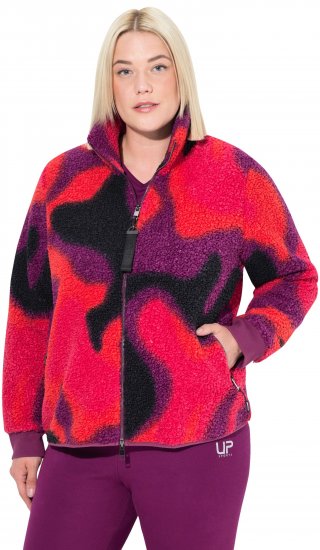 Ulla Popken Abstract Print Zip Fleece Jacket Pink Berry - Якета - 
