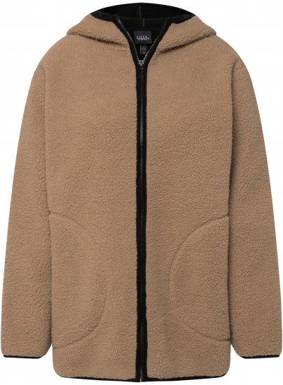 Ulla Popken Long Sleeve Hooded Teddy Jacket Putty - Якета - 