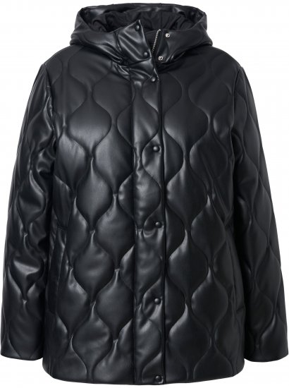 Ulla Popken Faux Leather Quilted Jacket Black - Якета - 
