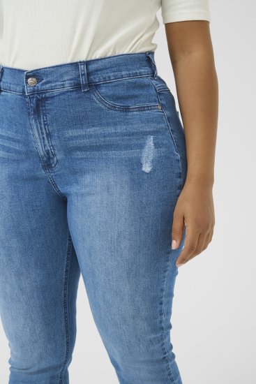 Kaffe Curve Laurina Дънки Washed/Destroyed Blue Denim - Дамски Дънки & Панталони в Големи Размери – Plus Size - 