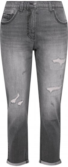 Ulla Popken Distressed Stretch Fit Boyfriend Jeans Dark Denim Blue - Дамски Дънки & Панталони в Големи Размери – Plus Size - 