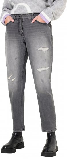 Ulla Popken Distressed Stretch Fit Boyfriend Jeans Dark Denim Blue - Дамски Дънки & Панталони в Големи Размери – Plus Size - 