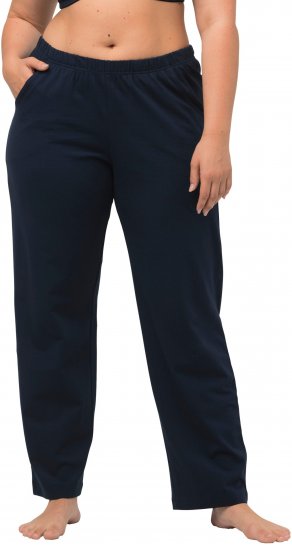 Ulla Popken Bootcut Elastic Waist Cotton French Terry Sport Pants Night Blue - Дамски Дънки & Панталони в Големи Размери – Plus Size - 