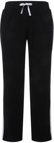 Ulla Popken Side Stripe Adjustable Drawstring Waist Joggers Black - Дамски Дънки & Панталони в Големи Размери – Plus Size - 