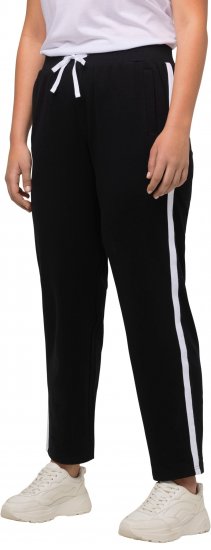 Ulla Popken Side Stripe Adjustable Drawstring Waist Joggers Black - Дамски Дънки & Панталони в Големи Размери – Plus Size - 