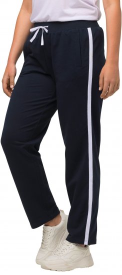 Ulla Popken Side Stripe Adjustable Drawstring Waist Joggers Navy - Дамски Дънки & Панталони в Големи Размери – Plus Size - 
