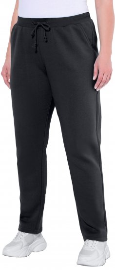 Ulla Popken Basic Drawstring Elastic Waist Cotton Blend Joggers Black - Дамски Дънки & Панталони в Големи Размери – Plus Size - 