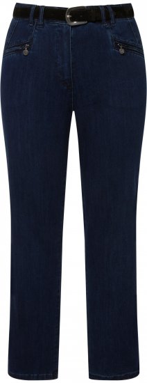 Ulla Popken Mony Elastic Waist Zip Pocket Jeans Dark Blue Denim - Дамски Дънки & Панталони в Големи Размери – Plus Size - 