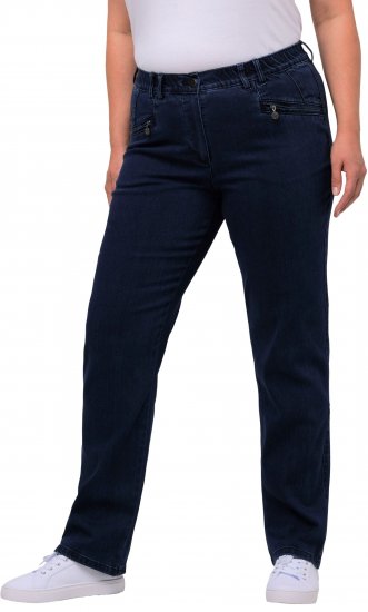 Ulla Popken Mony Elastic Waist Zip Pocket Jeans Dark Blue Denim - Дамски Дънки & Панталони в Големи Размери – Plus Size - 