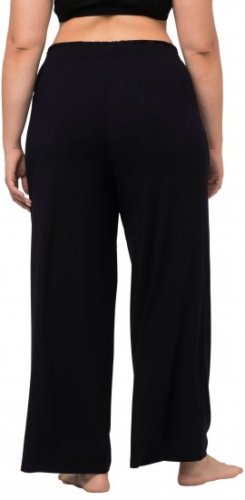 Ulla Popken Wide Leg Smocked Waist Knit Pants Black - Дамски Дънки & Панталони в Големи Размери – Plus Size - 