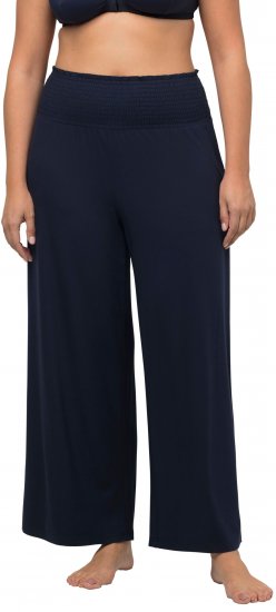 Ulla Popken Wide Leg Smocked Waist Knit Pants Night Blue - Дамски Дънки & Панталони в Големи Размери – Plus Size - 