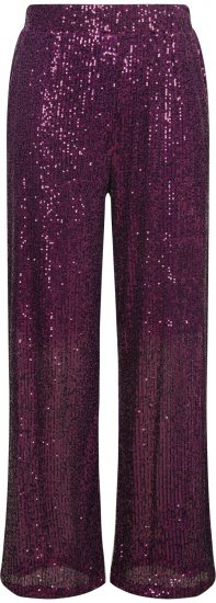 Ulla Popken Wide Leg Sequined Pants Mulberry - Дамски Дънки & Панталони в Големи Размери – Plus Size - 