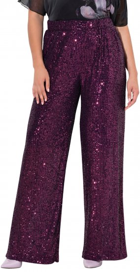 Ulla Popken Wide Leg Sequined Pants Mulberry - Дамски Дънки & Панталони в Големи Размери – Plus Size - 