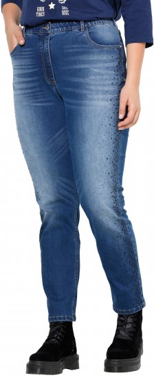 Ulla Popken Rhinestone Detail Stretch Fit Jeans Denim Blue - Дамски Дънки & Панталони в Големи Размери – Plus Size - 