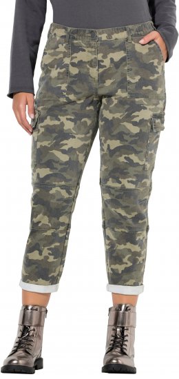 Ulla Popken Camo Boyfriend Pants Olive Grey - Дамски Дънки & Панталони в Големи Размери – Plus Size - 